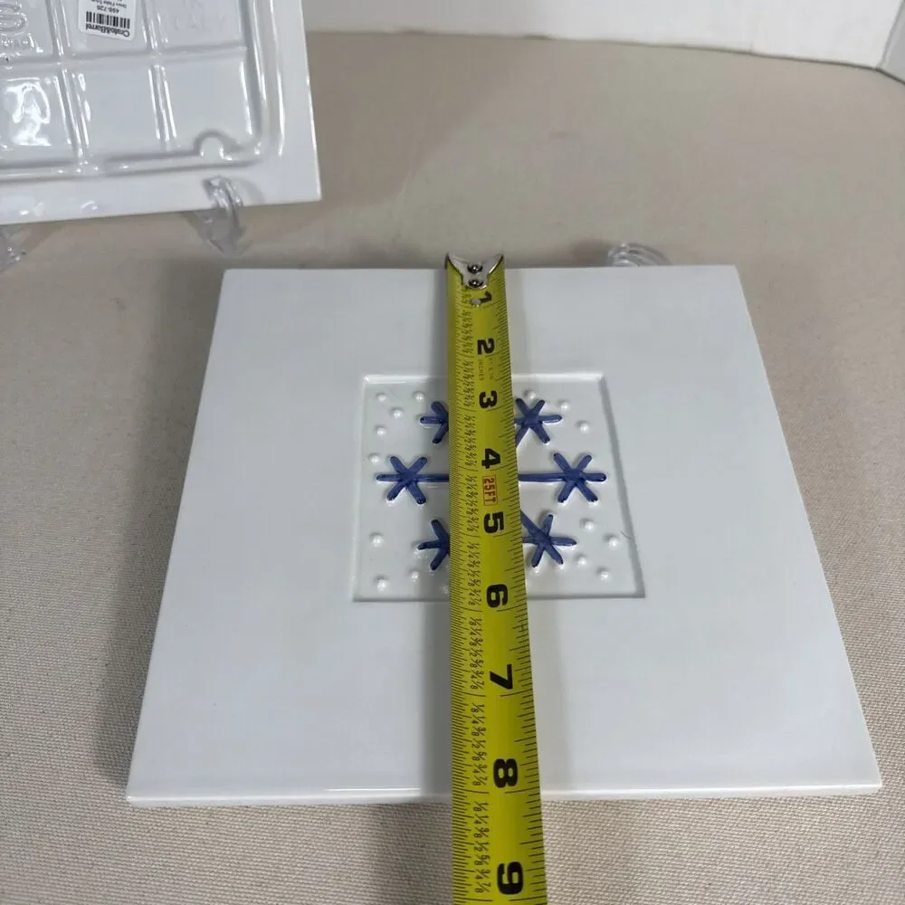 Crate & Barrel Set Of 2 Ceramic Snowflake Trivet Made in Italy Ceramica Stefani